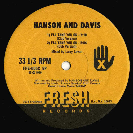 Hanson & Davis : I'll Take You On / Hungry For Your Love / Hold On To Yesterday (12", EP)