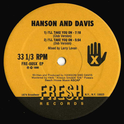 Hanson & Davis : I'll Take You On / Hungry For Your Love / Hold On To Yesterday (12", EP)