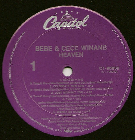 Bebe & Cece Winans : Heaven (LP, Album)