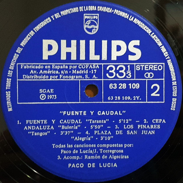 Paco De Lucia* : Fuente Y Caudal (LP, Album)