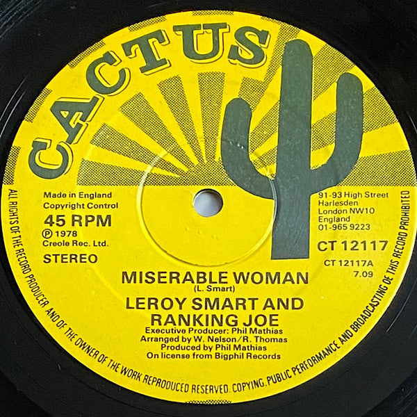 Leroy Smart & Ranking Joe : Miserable Woman / Think About Tomorrow (12")