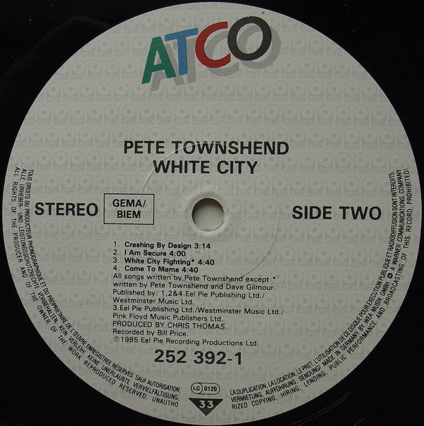 Pete Townshend : White City (A Novel) (LP, Album)