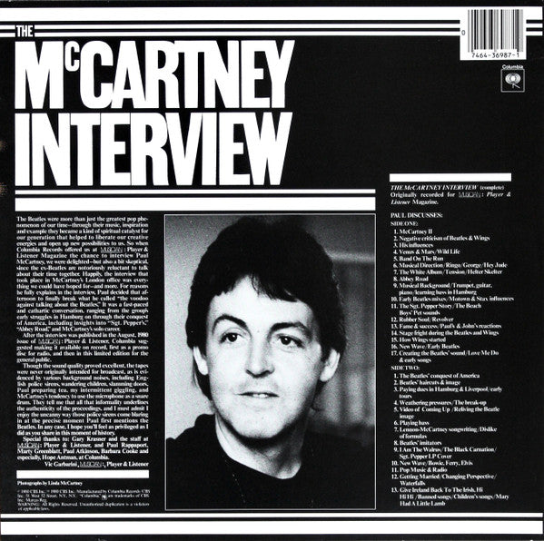 Paul McCartney : The McCartney Interview (LP)