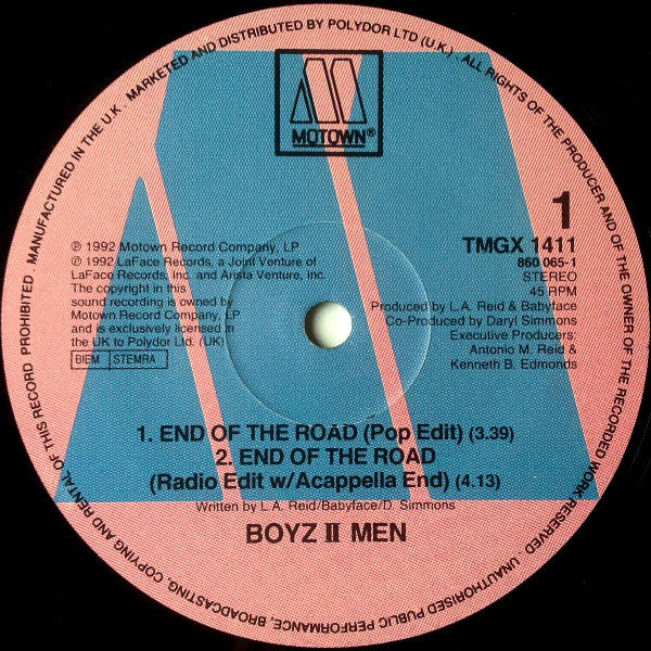 Boyz II Men : End Of The Road (12", Single)