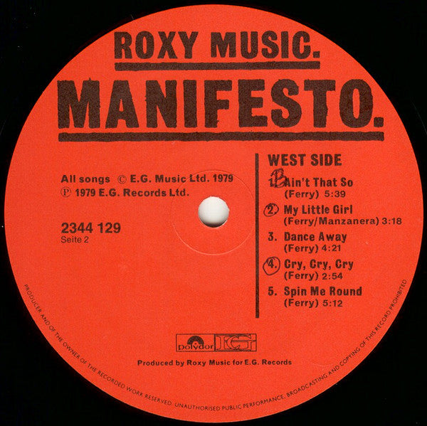 Roxy Music : Manifesto (LP, Album)