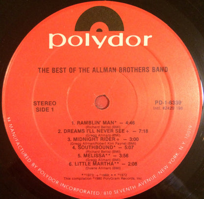 The Allman Brothers Band : The Best Of The Allman Brothers Band (LP, Comp, 53 )