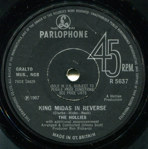 The Hollies : King Midas In Reverse (7", Sol)