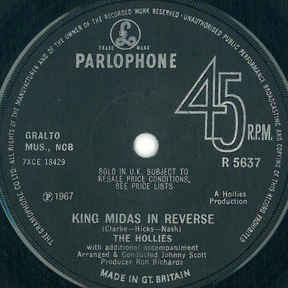 The Hollies : King Midas In Reverse (7", Sol)