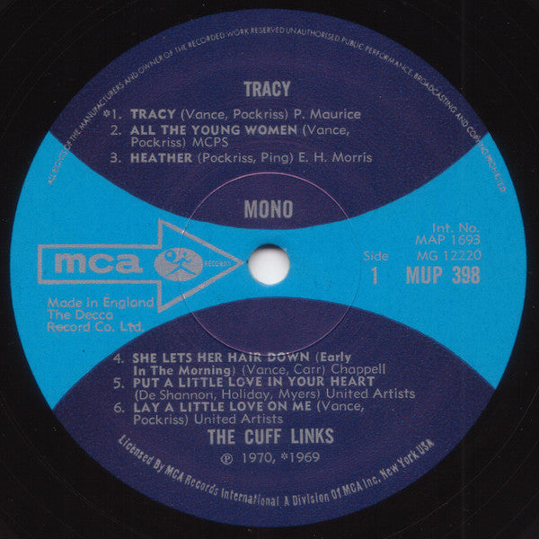 The Cuff Links : Tracy (LP, Album, Mono)