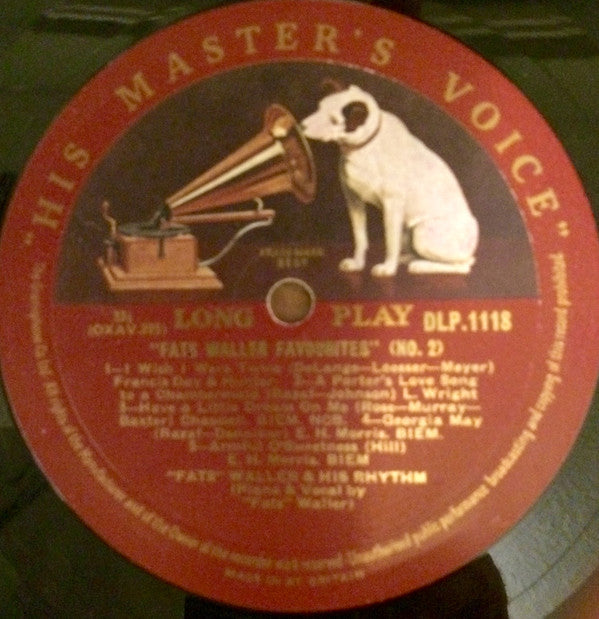 Fats Waller & His Rhythm : "Fats" Waller Favourites (No. 2) (10", Comp, Mono)