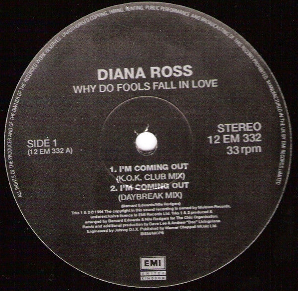 Diana Ross : Why Do Fools Fall In Love / I'm Coming Out (12")