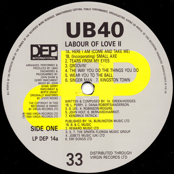 UB40 : Labour Of Love II (LP, Album)