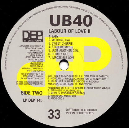 UB40 : Labour Of Love II (LP, Album)