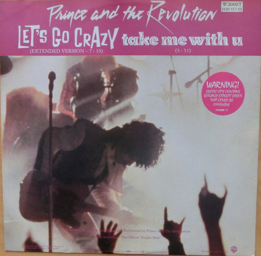 Prince And The Revolution : Let's Go Crazy / Take Me With U (12", Single, Dam)